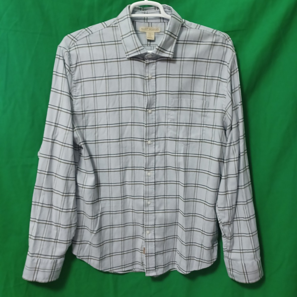 Elliot Mulryan Mens XL‎ Plaid Button Down Shirt Light Blue Green Long Sleeve